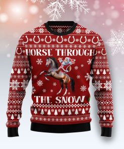 Horse Through The Snow Christmas Wool Sweater