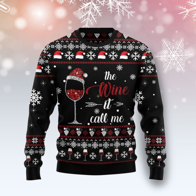 Wine Call Me Christmas Wool Sweater