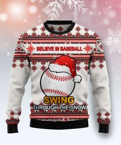 Baseball Santa Hat Christmas Wool Sweater