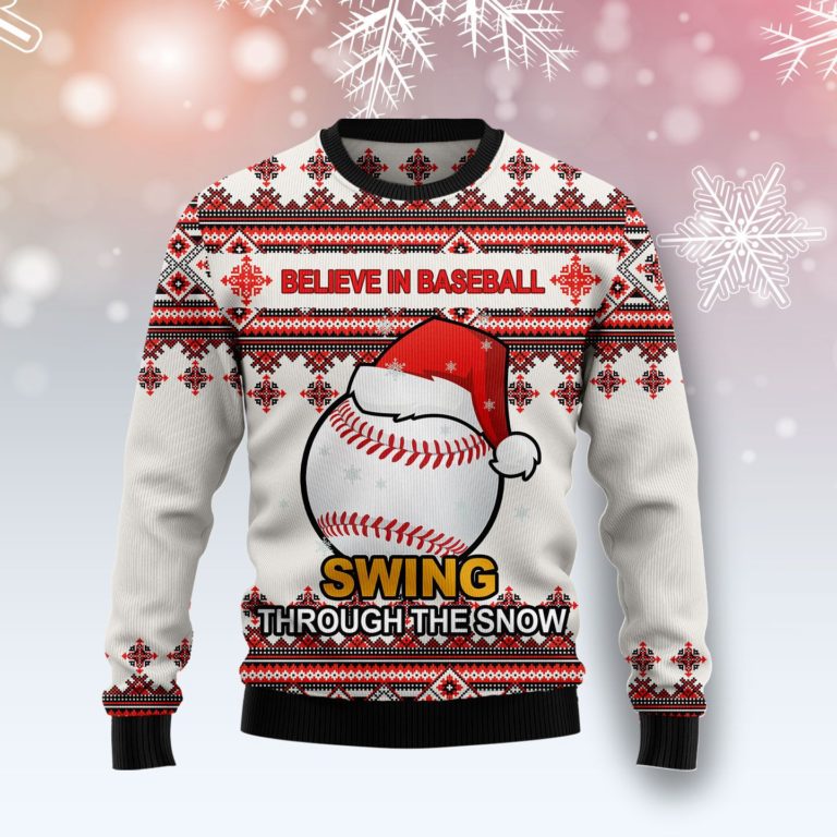 Baseball Santa Hat Christmas Wool Sweater