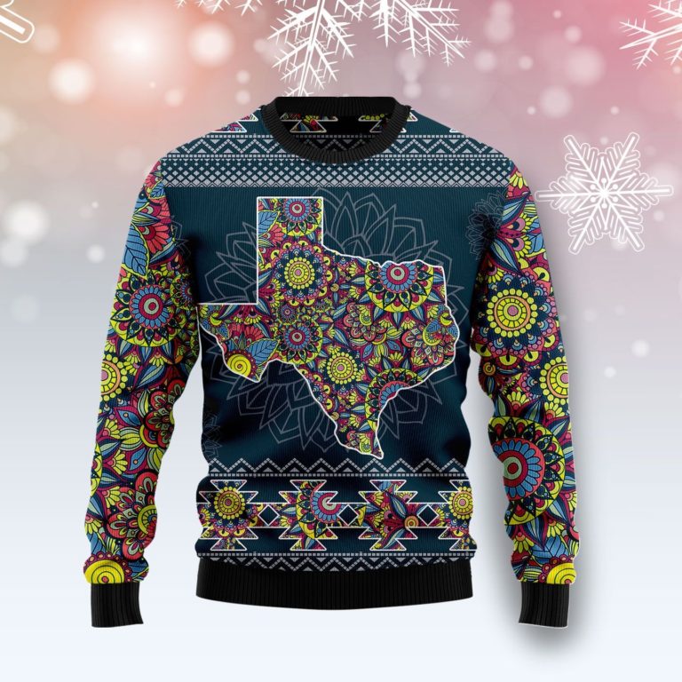Texas Blue Mandala Christmas Wool Sweater