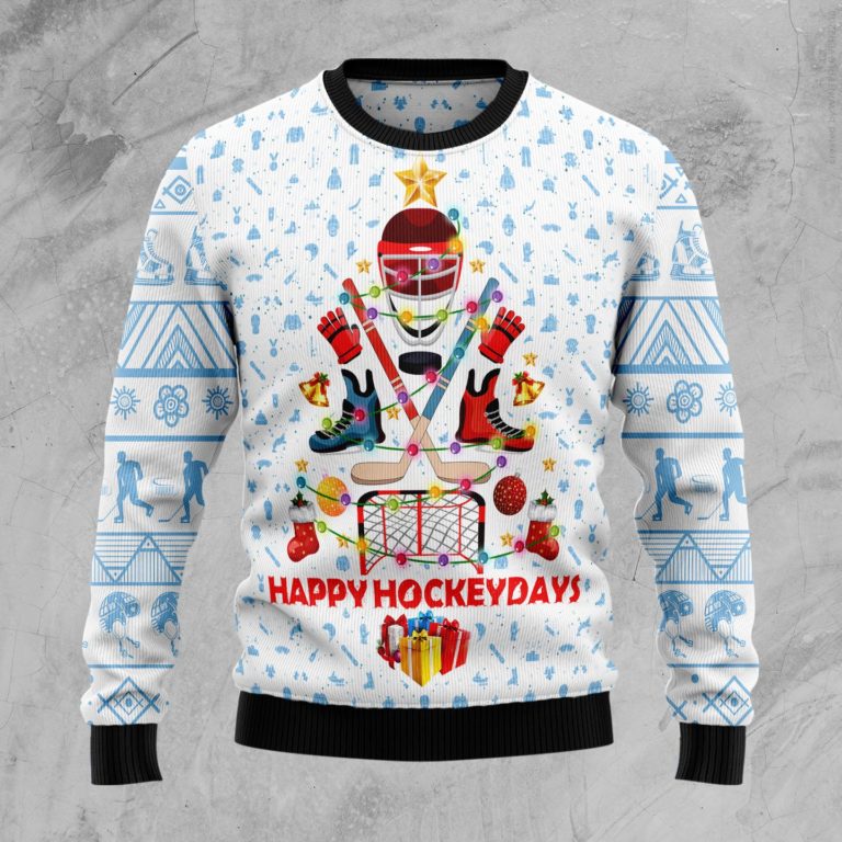 Happy Hockey Day Christmas Wool Sweater