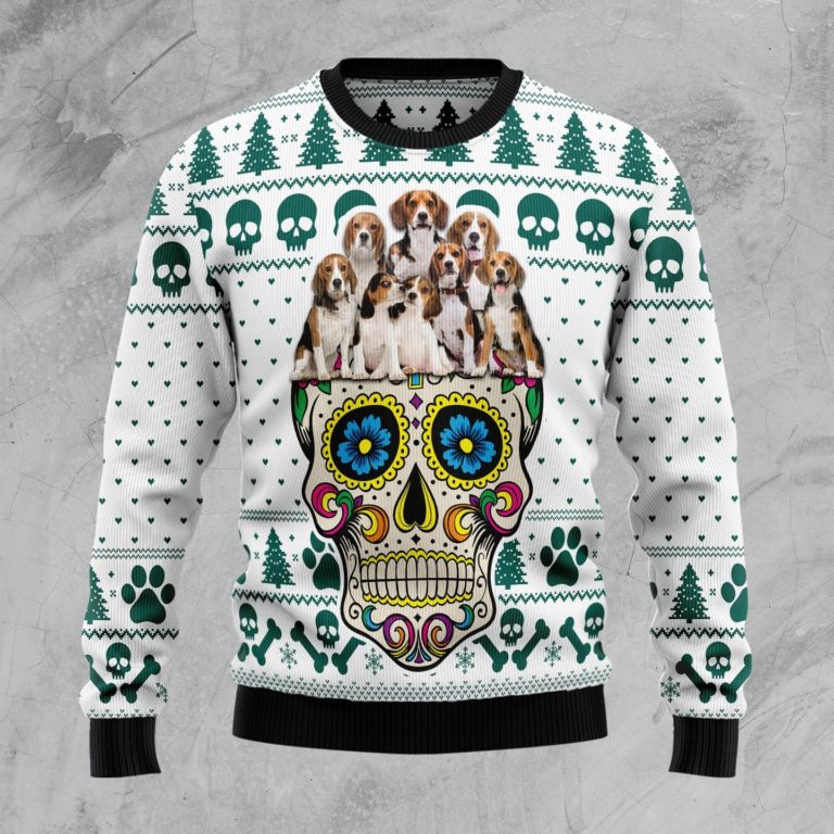 Sugar Skull Beagles Christmas Wool Sweater