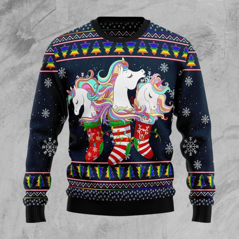 Unicorn Socks Xmas Christmas Wool Sweater