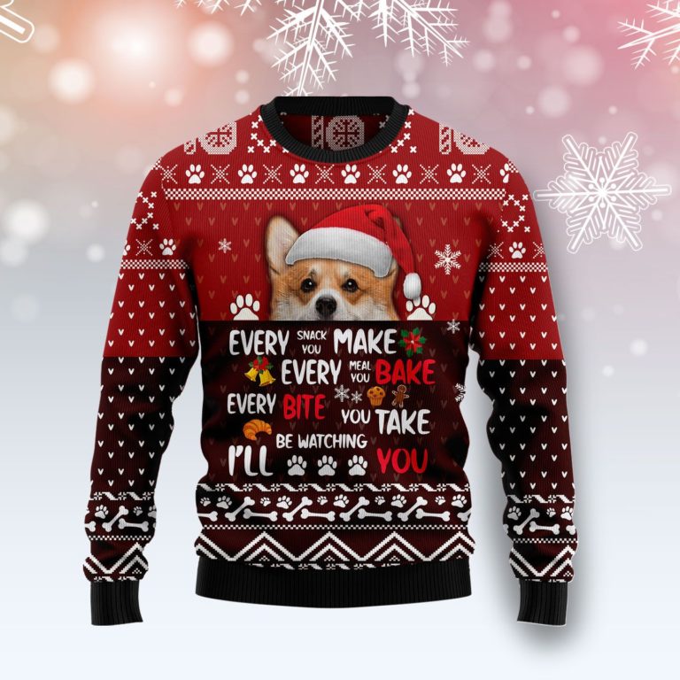 Pembroke Welsh Corgi Will Be Watching You Christmas Wool Sweater