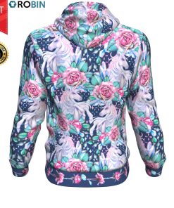 Unicorn Colored Roses Crystalized All-Over Printed Hoodie