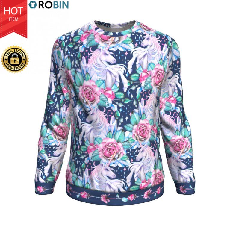 Unicorn Roses For Unicorn Lover All-Over Printed Wool Sweater
