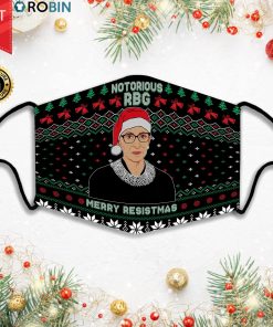 Notorious Rbg Merry Resistmas Ruth Ugly Face Mask + PM2.5 Filter Notorious Rbg Merry Resistmas Ruth Ugly Face Mask + PM2.5 Filter