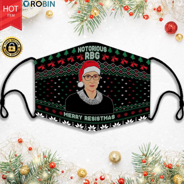 Notorious Rbg Merry Resistmas Ruth Ugly Face Mask + PM2.5 Filter