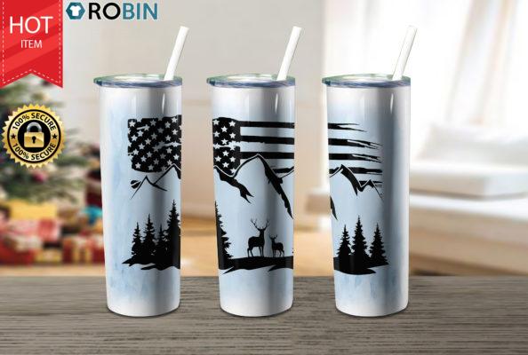 Mountain Deer Campingdeer Flag 17oz Tumbler