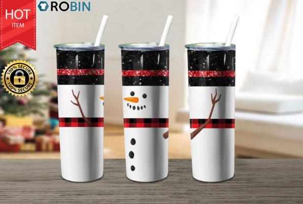 Snowman Christmas Buffalo Plaid 17oz Tumbler