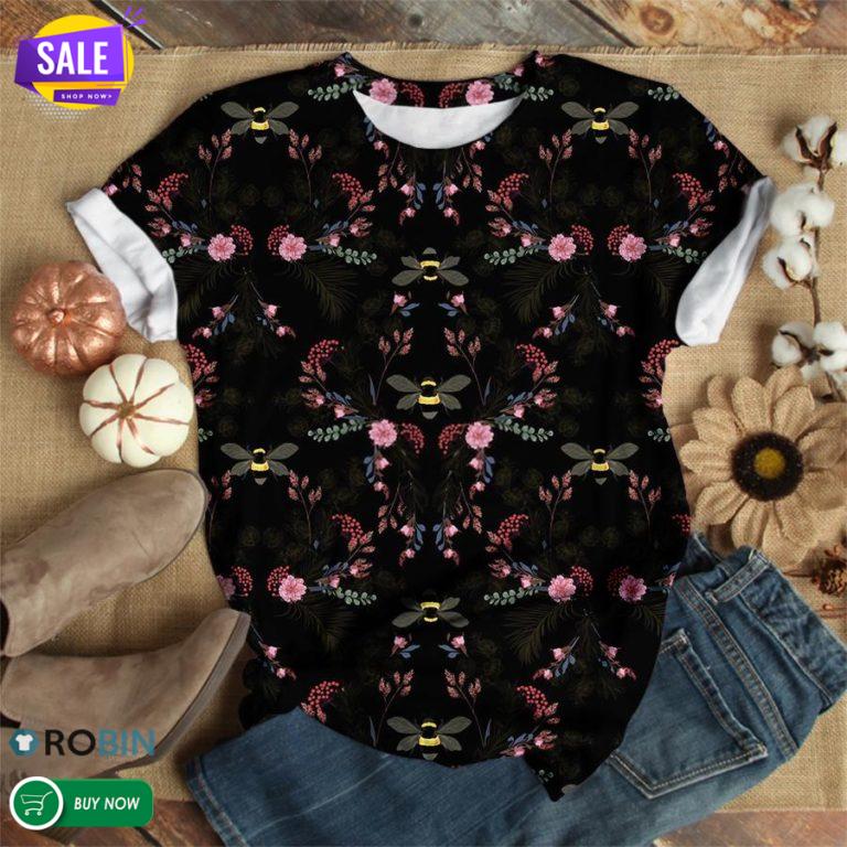 Blooming Gardern Night Bee  3D All Over Print T-Shirt
