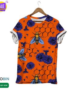 Bumblebee With Flowers  3D All Over Print T-Shirt