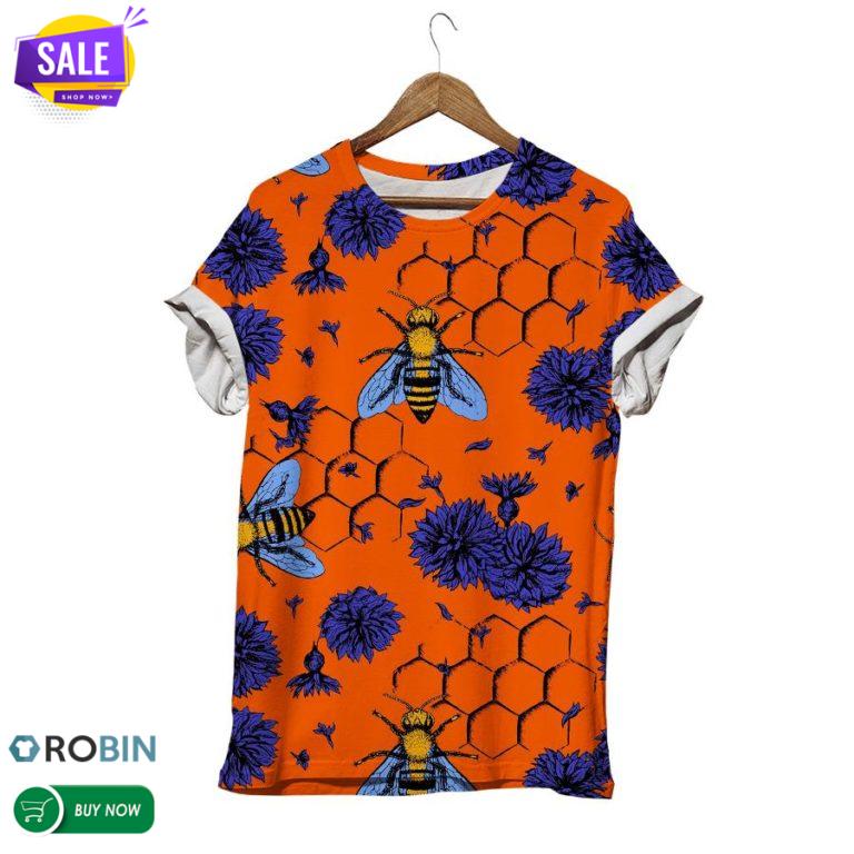 Bumblebee With Flowers  3D All Over Print T-Shirt