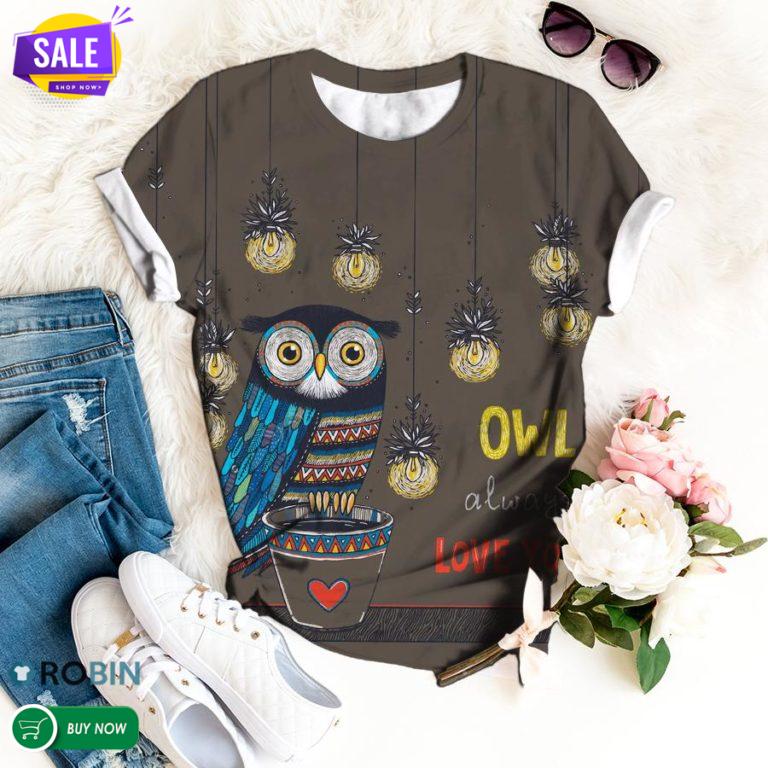 Owl With Pinapple  3D All Over Print T-Shirt