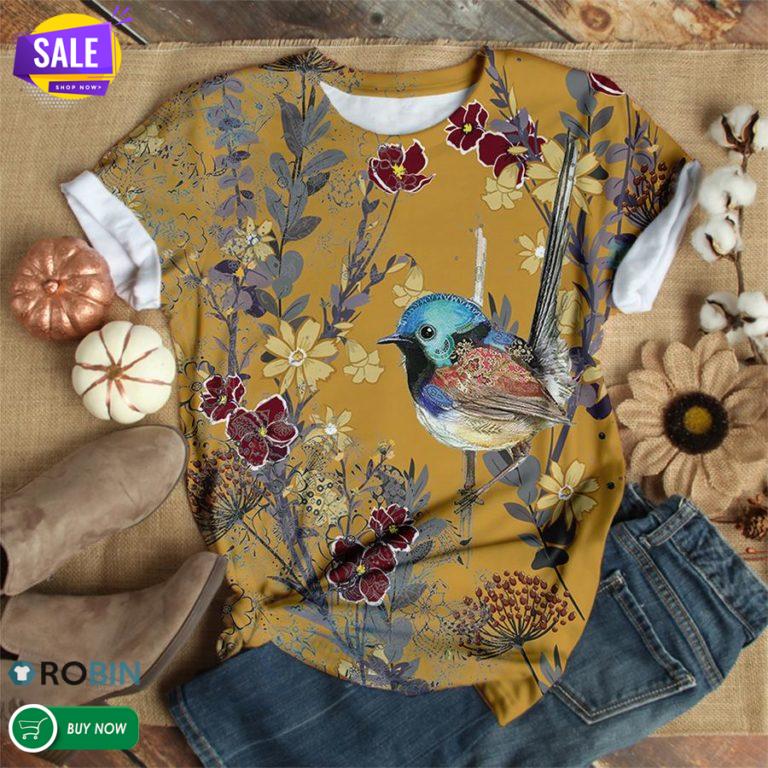 Tropical Hawaiian Yellow Bird  3D All Over Print T-Shirt
