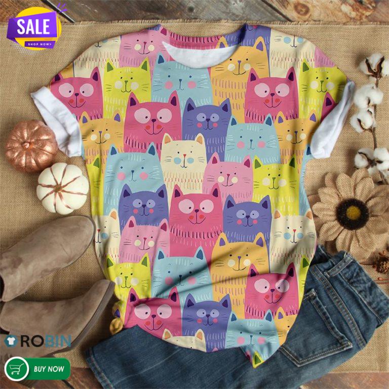 Cute Cat Face  3D All Over Print T-Shirt