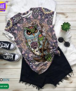 Vintage Flower Owl  3D All Over Print T-Shirt