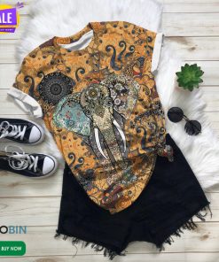 Ethnic Elephant Flowers  3D All Over Print T-Shirt
