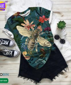 Honeybee With Flowers  3D All Over Print T-Shirt