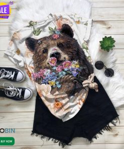 Bears With Flowers  3D All Over Print T-Shirt Bears With Flowers  3D All Over Print T-Shirt