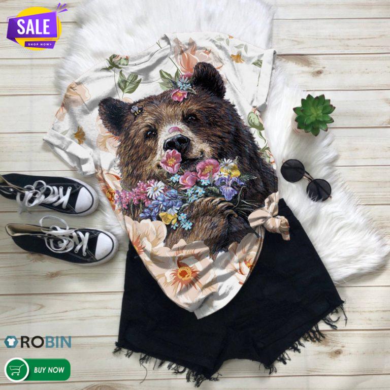 Bears With Flowers  3D All Over Print T-Shirt