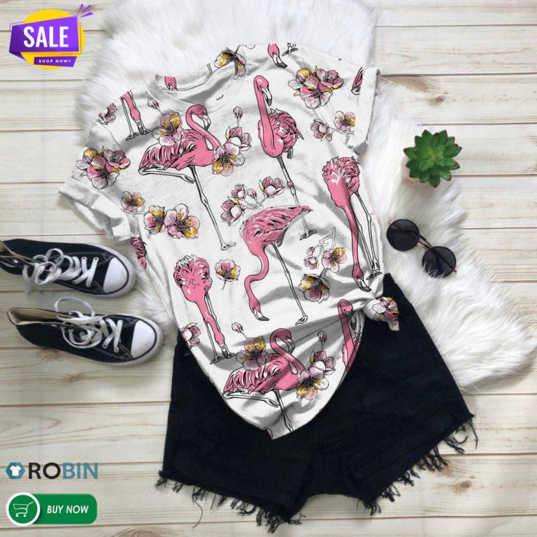 Cartoon Flamingo  3D All Over Print T-Shirt
