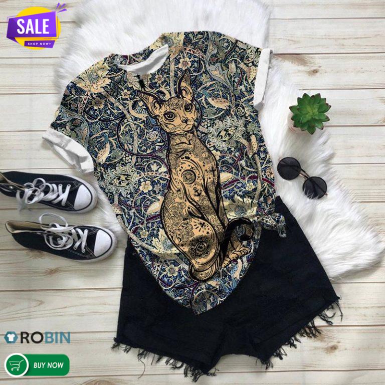 Abstract Thin Cat  3D All Over Print T-Shirt