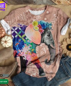 Floral Elephant  3D All Over Print T-Shirt Floral Elephant  3D All Over Print T-Shirt
