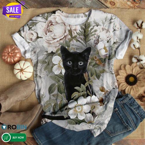 Little Black Cat 3D All Over Print T-Shirt | RobinPlaceFabrics ...