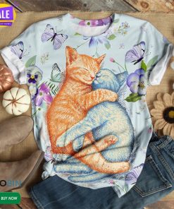 Cats Hugging Together  3D All Over Print T-Shirt