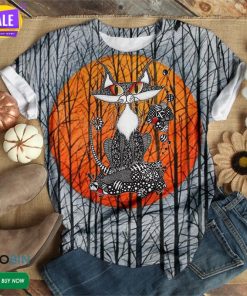 Black And White Pattern Cat  3D All Over Print T-Shirt