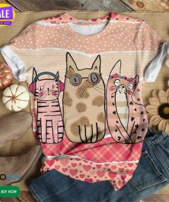 Doodle Pinky Cat  3D All Over Print T-Shirt
