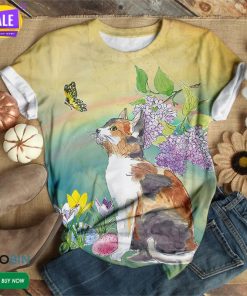 Cat Seeing A Butterfly  3D All Over Print T-Shirt Cat Seeing A Butterfly  3D All Over Print T-Shirt