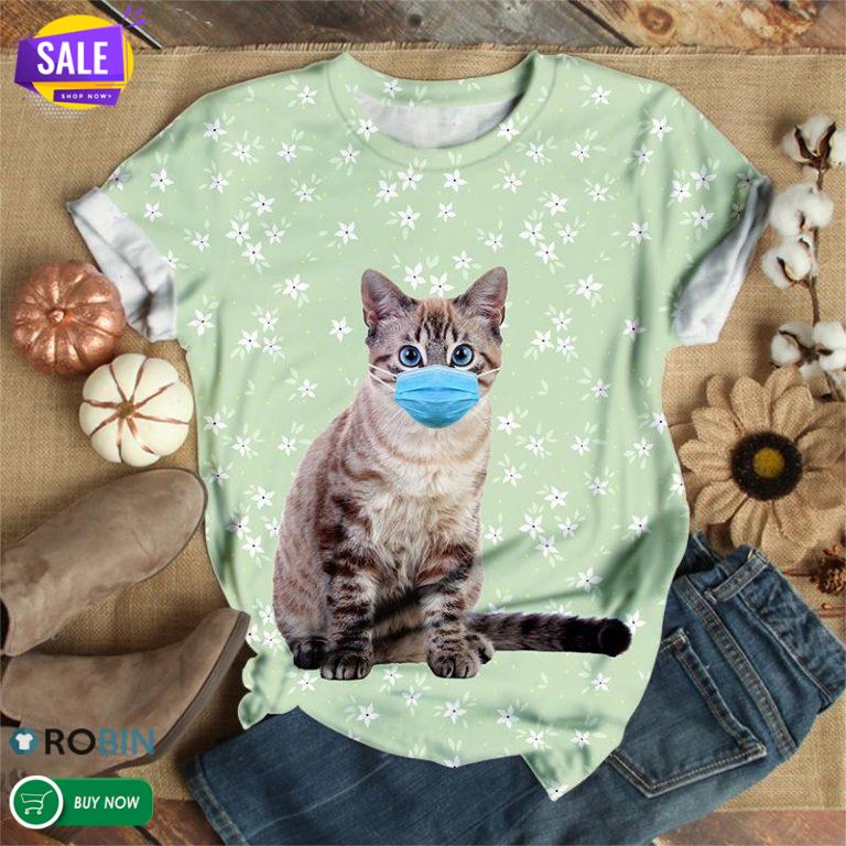 Cat Wearing A Mask  3D All Over Print T-Shirt