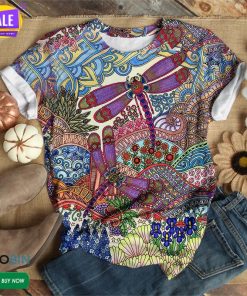 Mosaic Colorful Dragonfly  3D All Over Print T-Shirt