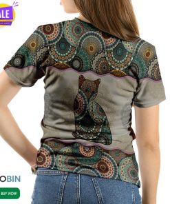 Mandala Vintage Cat  3D All Over Print T-Shirt