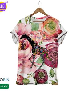 Wildflower Giraffe  3D All Over Print T-Shirt