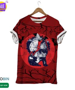 Halloween Wolf Red  3D All Over Print T-Shirt