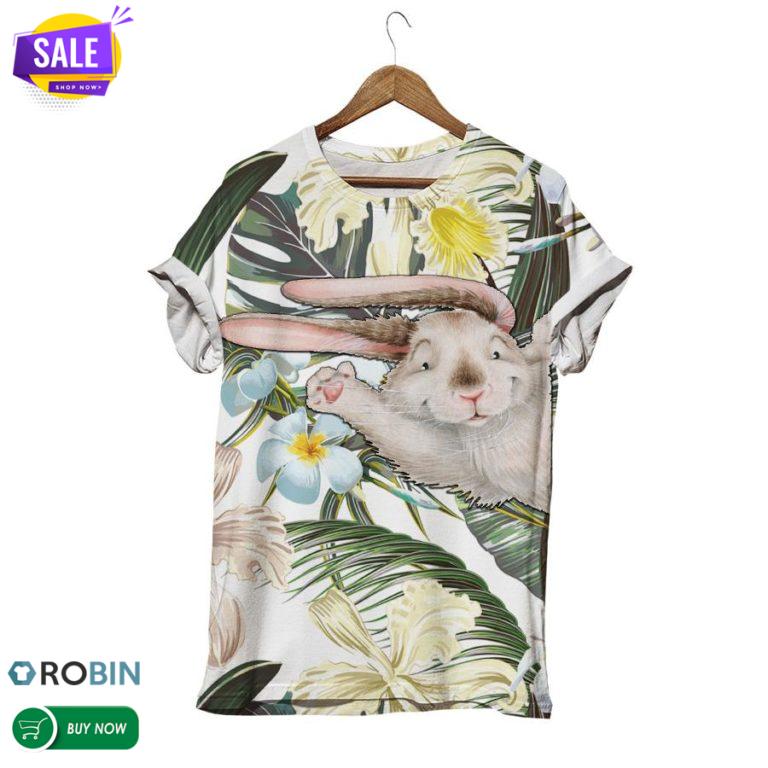 Flowery Chubby Rabbit  3D All Over Print T-Shirt