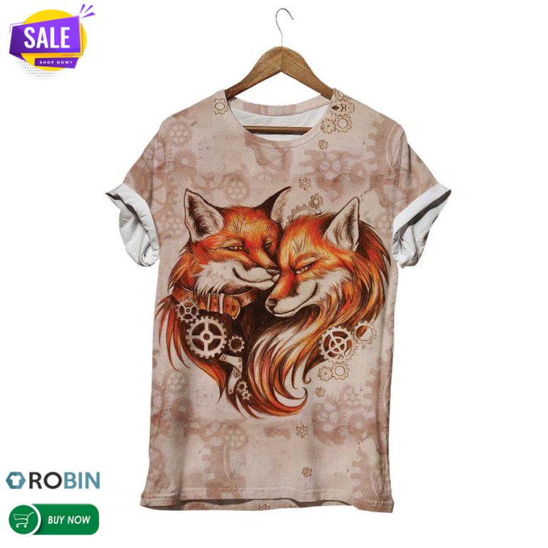 Fall In Love Fox  3D All Over Print T-Shirt