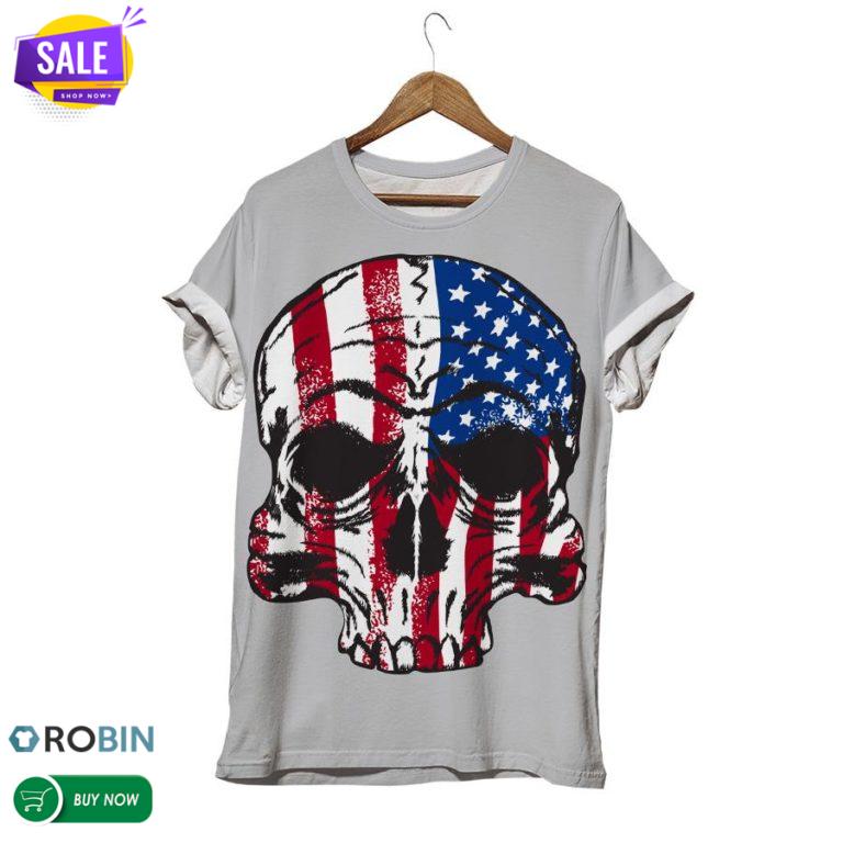 American Flag Skull  3D All Over Print T-Shirt