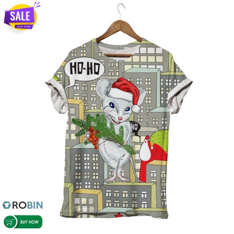 Christmas White Mouse  3D All Over Print T-Shirt