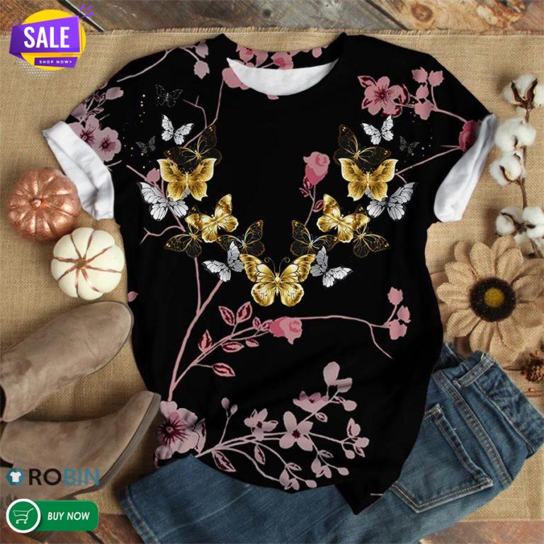 Golden Butterfly  3D All Over Print T-Shirt