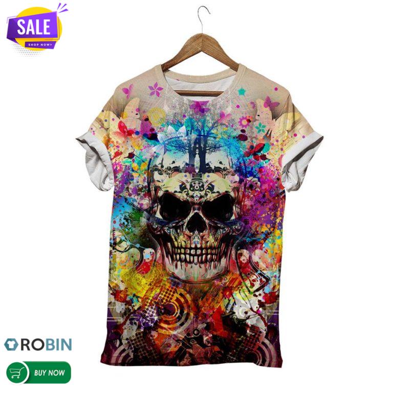 Colorful Skull  3D All Over Print T-Shirt