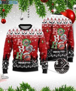 Ohio State Buckeyes Ho Ho Ho 3D Print Christmas Wool Sweater