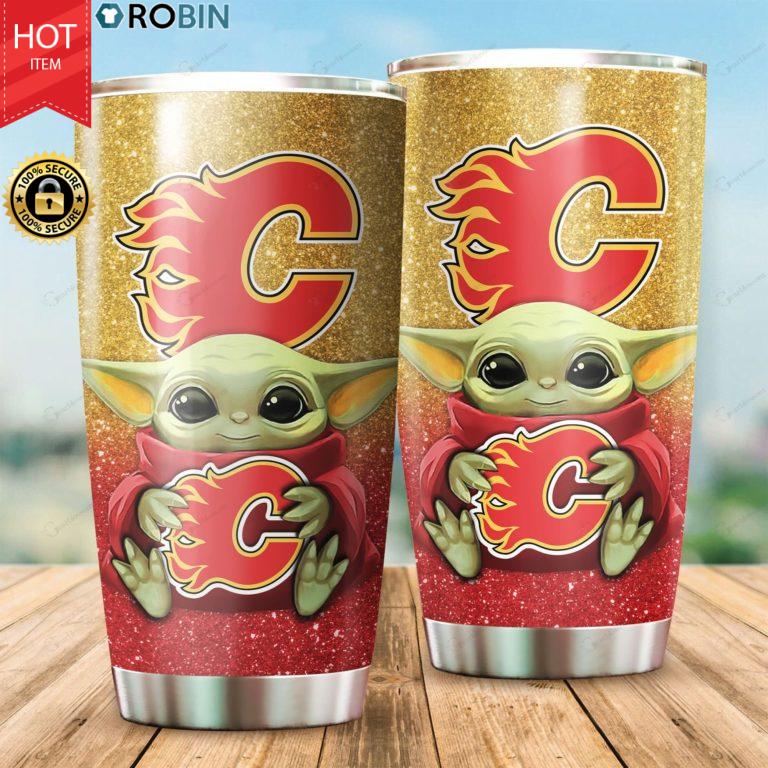 Calgary Flames Baby Yoda 20oz Tumbler