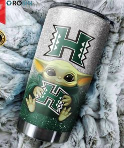 Hawaii Rainbow Warriors Baby Yoda 20oz Tumbler