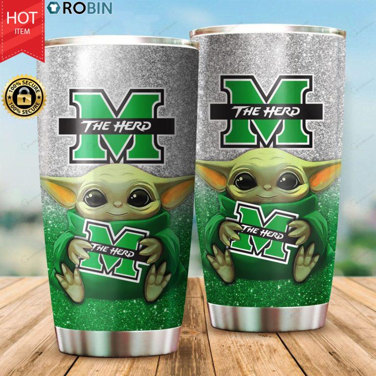 Marshall Thundering Herd Baby Yoda 20oz Tumbler