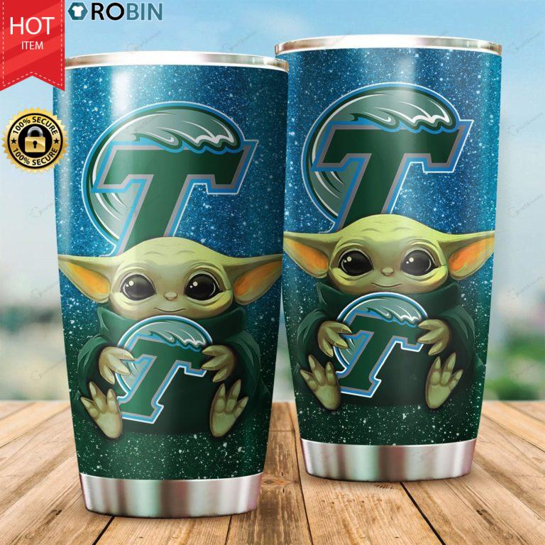Tulane Green Wave Baby Yoda 20oz Tumbler
